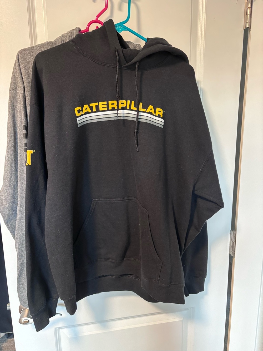 Gildan Black Hoodie with Yellow Caterpillar Logo